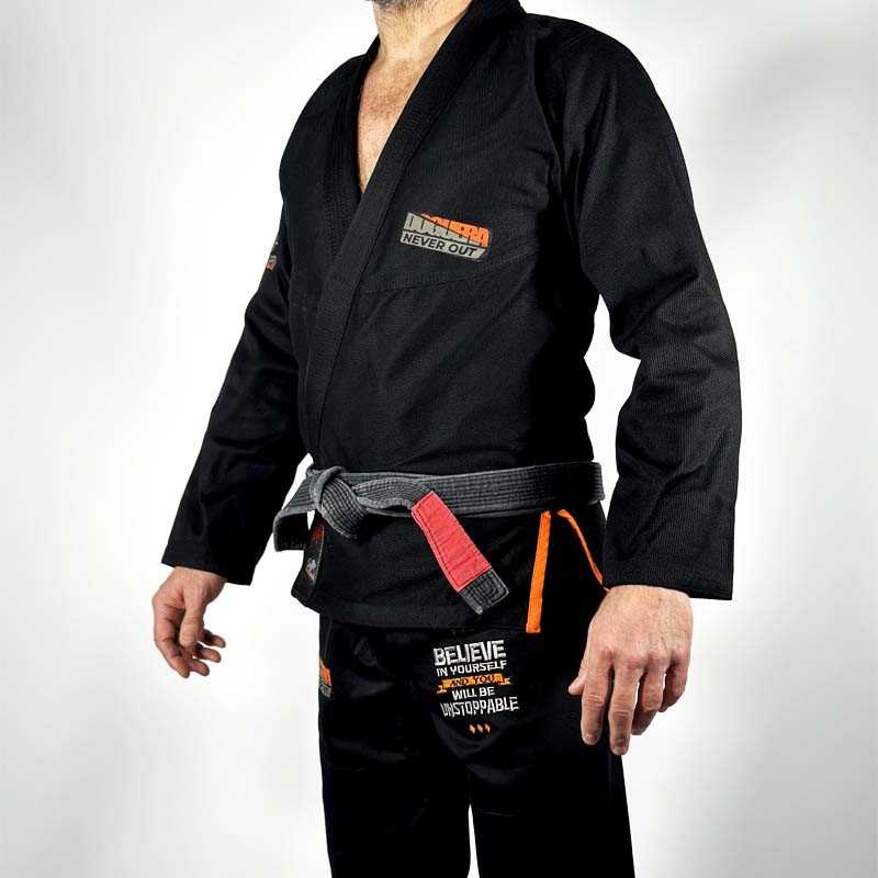 Kimono Jiu Jitsu Doguera Never Out Preto Laranja