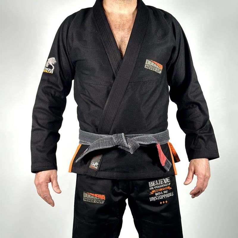 Kimono Jiu Jitsu Doguera Never Out Preto Laranja