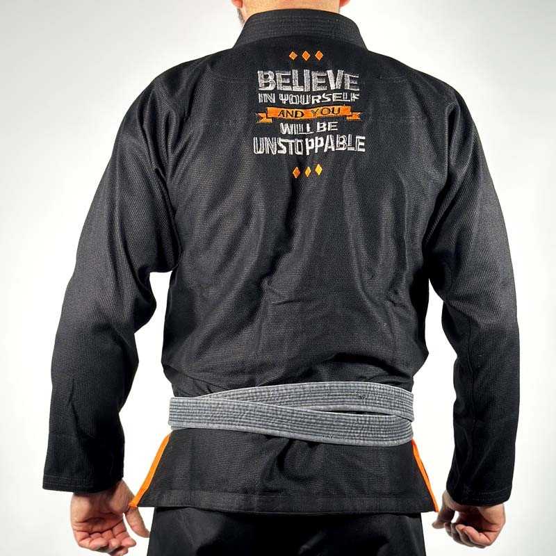 Kimono Jiu Jitsu Doguera Never Out Preto Laranja
